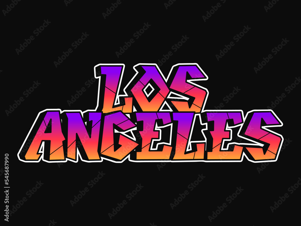 Los Angeles word graffiti style letters. Vector hand drawn doodle