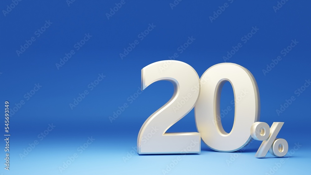 3D rendering. 20 Percent sale promotion. 3D rendering. 20 Percent sale promotion.