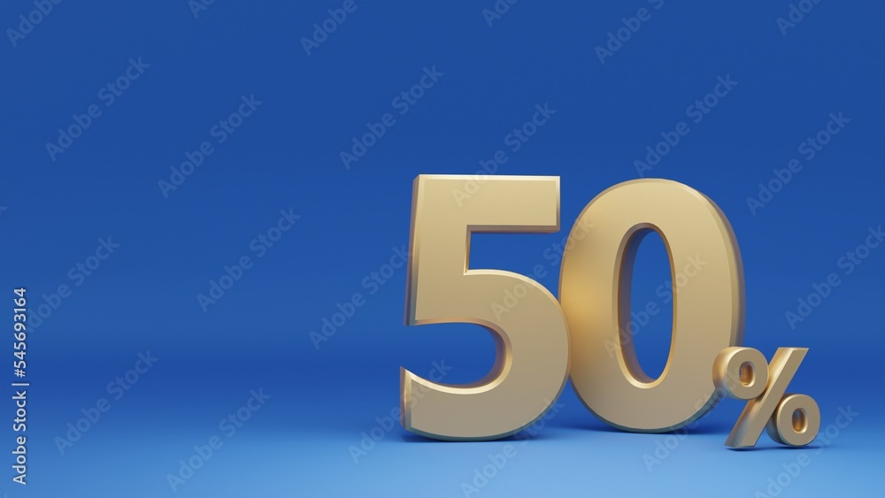 3D rendering. 50 Percent sale promotion. 3D rendering. 50 Percent sale promotion.