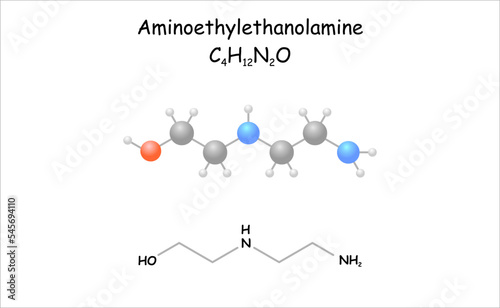 Stylized molecule model/structural formula of aminoethylethanolamine.
