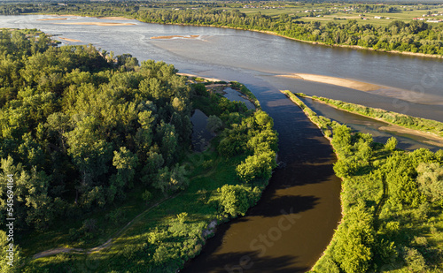 The Pilca River flowing into the Wisła River, Masovia, central Poland