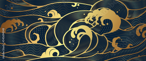 Abstract luxury ocean waves golden background