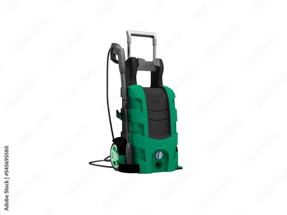 Fototapeta premium 3D illustration of electric high-pressure car washer on white background no shadow