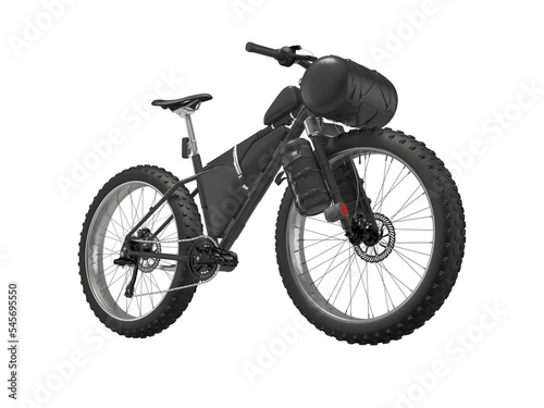 3d illustration of black mountain sports bike for extreme travel on white background no shadow