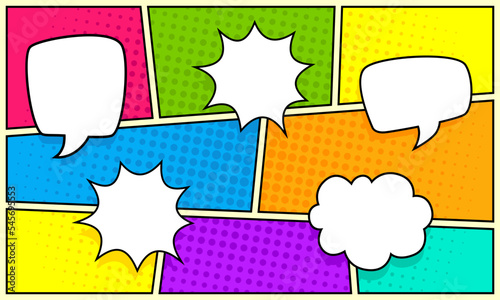 Colorful comic background with blank speech bubble