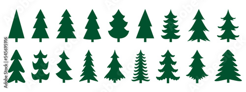 Collection of a Christmas trees shapes. Vector illustration isolated on a white background