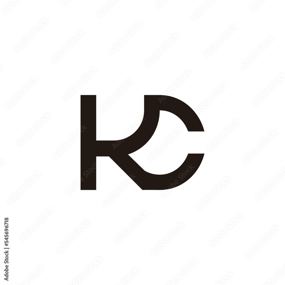 letter kc simple geometric line linked logo vector letter kc simple geometric line linked logo vector