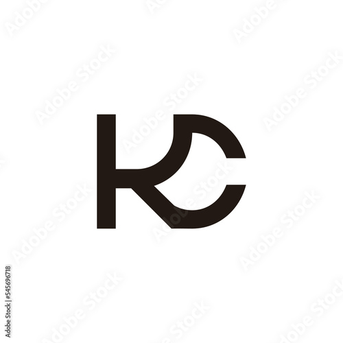 letter kc simple geometric line linked logo vector photo