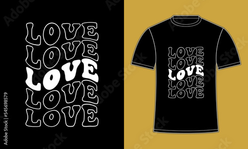 retro wavy love t-shirt design