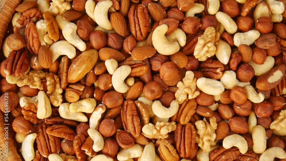 Mix of nuts in the basket. Mix of nuts in the basket.