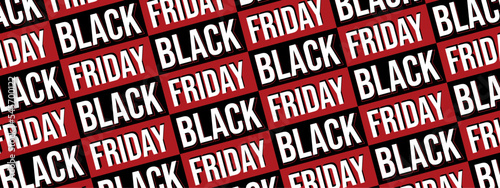 Black friday pattern on red and white vector background. using only 2 colors. Perfect to use for various types of marketing especially digital and on Black Friday celebrations, banners and more