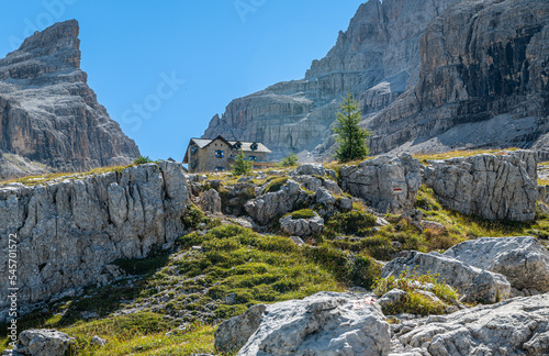 Tuckett Refuge (2272 m. a.s.l.) - Madonna di Campiglio, Brenta Dolomites, Trentino Alto Adige, August 23, 2022 photo