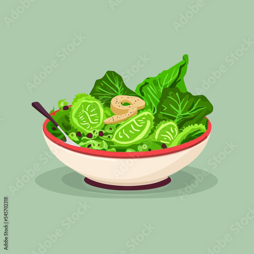 Fresh healthy salad with vegetables in a bowl