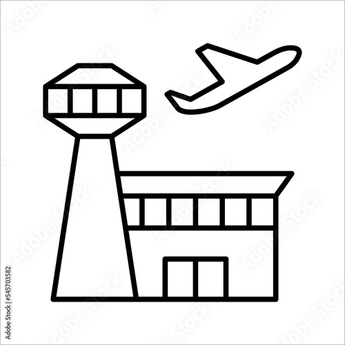 Airport line icon. Flight, terminal building, airline. Travel concept. Vector illustration on white background.