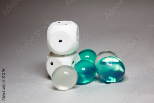 Backgammon dice with bokeh effect