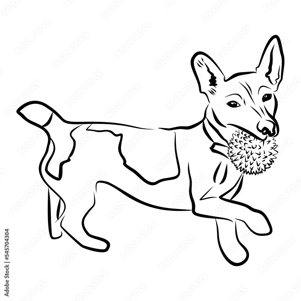 Hand drawn sketch of cute funny Jack Russell Terrier. Vector Illustration