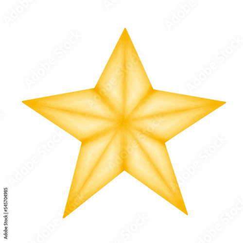 Golden star for Christmas Tree decoration watercolor illustration with transparent background