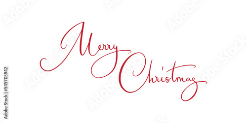 Merry Christmas hand written text isolated on white background. Winter season typography. Elegant vector calligraphy for holiday cards, party posters, headers, gift tags, overlays