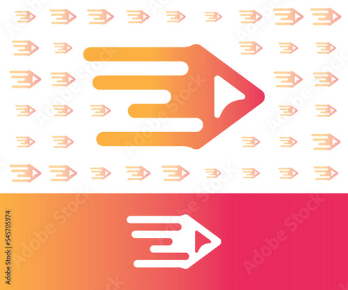 Fast Media Play Button Trail Orange Gradient Logo Icon for Brand Identity (ID: 545705974)