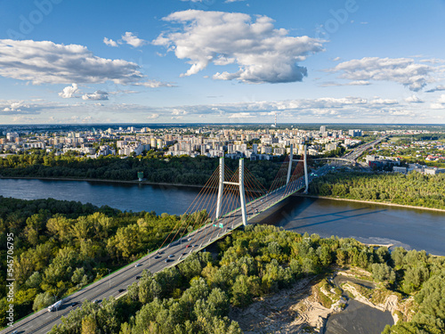 Siekierkowski Bridge in Warsaw, late summer, Poland