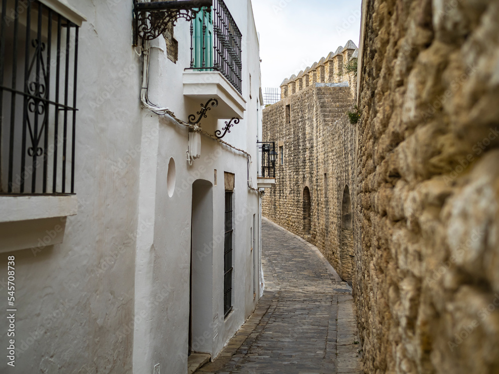 Vejer de la Frontera is a white village in the province of Cadiz, Andalusia, Spain. Typical street of the white village.