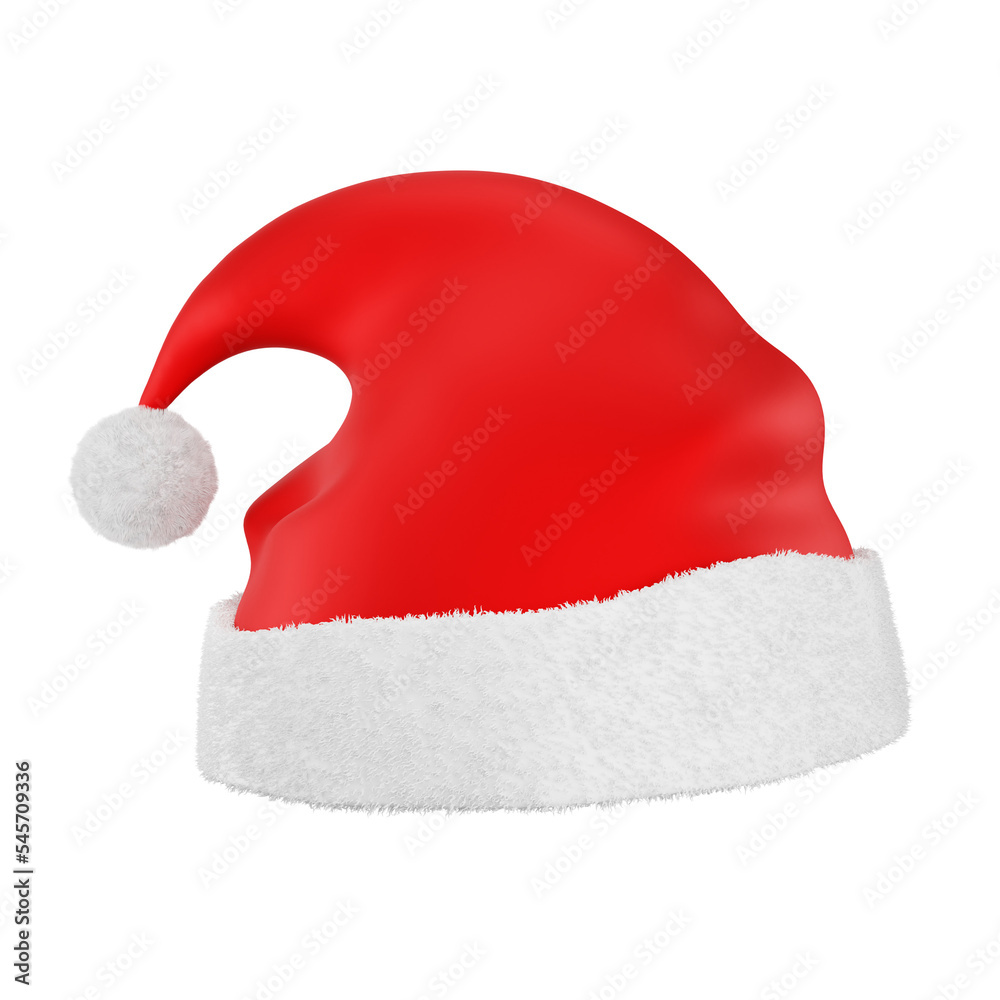 Santa hat isolated. 3d illustration PNG file