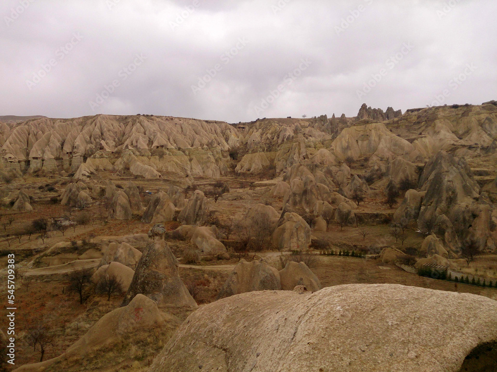 Cappadocia in Turky, Fairy Chimneys landscape. Turkish nature scene Cappadocia in Turky, Fairy Chimneys landscape. Turkish nature scene