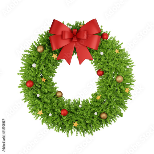 Christmas wreath 3d illustration isolated. Merry Christmas. New year and happy new year. PNG file