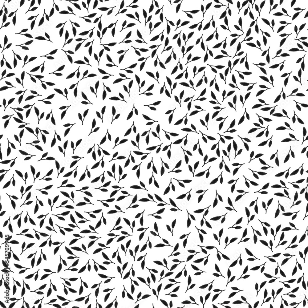 Hand drawn small leaves seamless pattern. Ink texture with foliage. Hand drawn small leaves seamless pattern. Ink texture with foliage.
