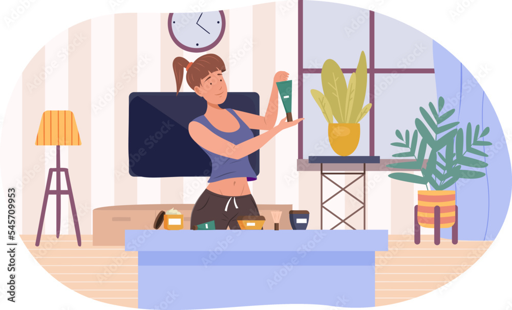 Attractive young woman taking care of her face at home Attractive young woman taking care of her face at home