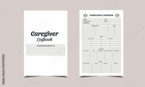 CAREGIVER Log Book for Low content KDP interior