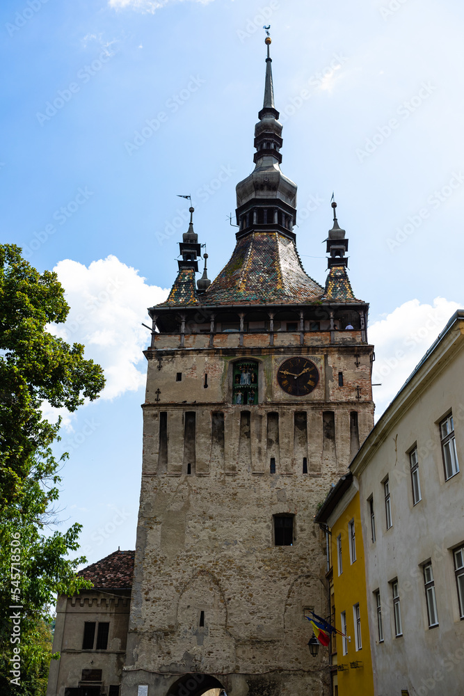 Fototapeta premium Medieval fortified citadel of Sighisoara city and the famous Clock Tower