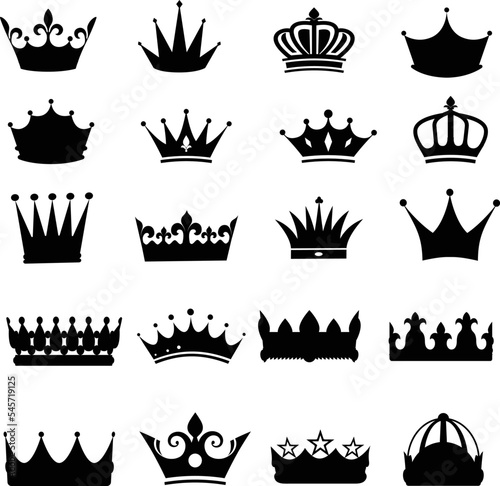 Fotografie, Obraz Illustration of different designs of crowns for a queen on a white background