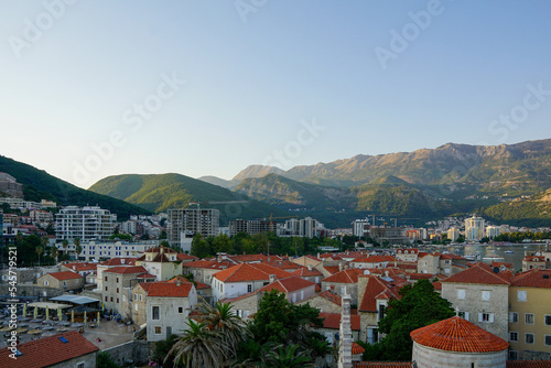 Landscape mountains view in Budva, Montenegro. Old Town Budva view