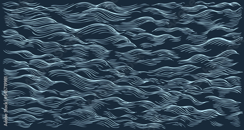 Sea waves. Editable hand drawn illustration. Vector vintage engraving. 8 EPS © Marzufello