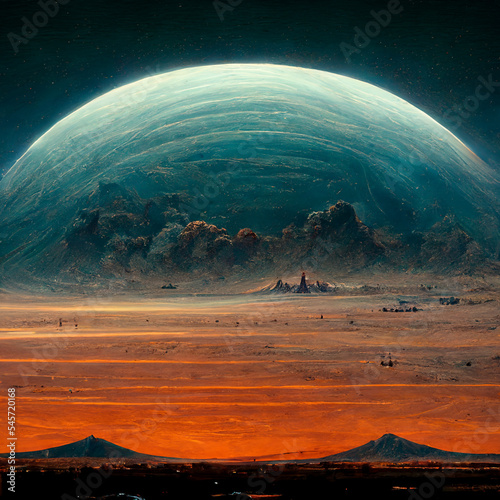 Distant planet  vast landscape  AI generated image