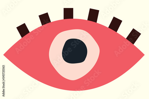 Vector Illustration of cute pink eyes is complemented by cute and beautiful eyelashes. hand drawn. 