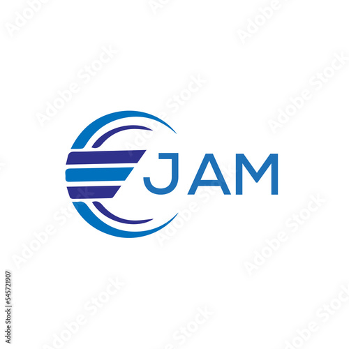 JAM letter logo. JAM blue image on white background. JAM vector logo design for entrepreneur and business. JAM best icon.	
