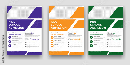 Creative and modern online school education admission flyer poster template