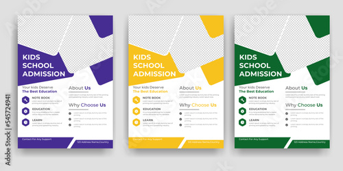 Creative and modern online school education admission flyer poster template