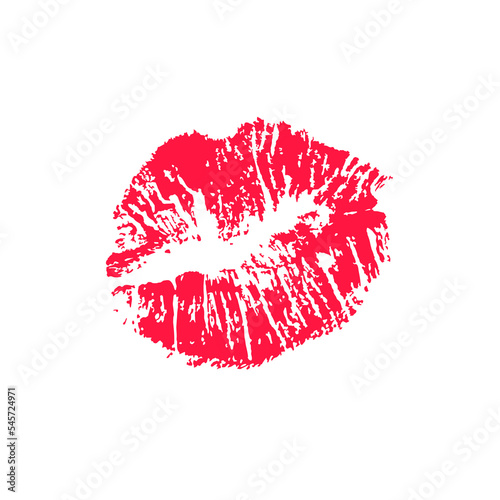 Female red lipstick kiss isolated on white background. Lipstick kisses on white background Vector illustration