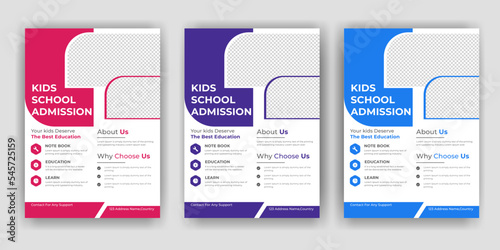 Creative and modern online school education admission flyer poster template