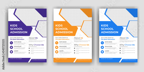 Creative and modern online school education admission flyer poster template