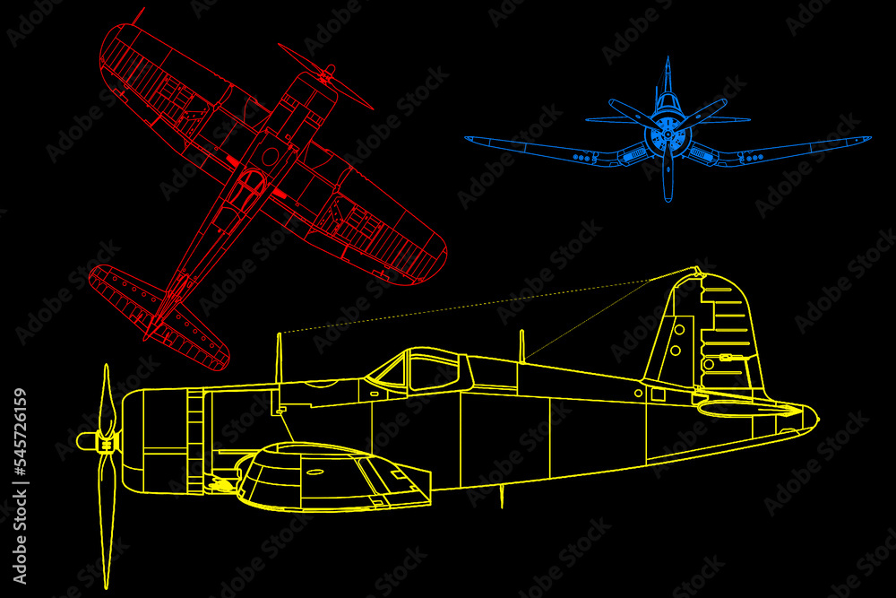 Avión de caza de hélice clásico f4u corsair
