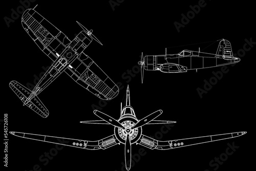 Avión de caza de hélice clásico f4u corsair