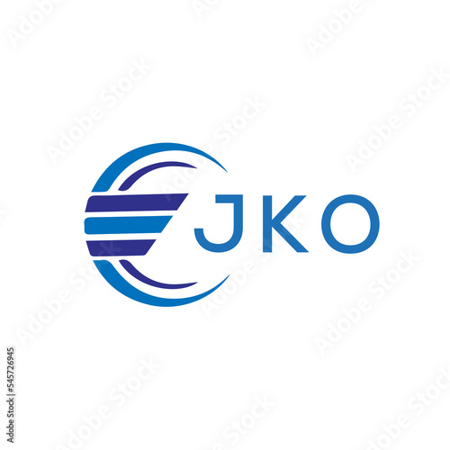 JKO letter logo. JKO blue image on white background. JKO vector logo design for entrepreneur and business. JKO best icon.	
 photo