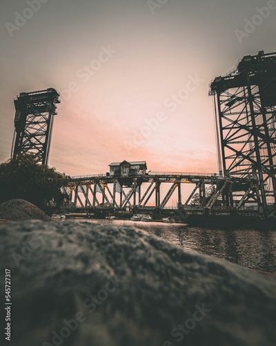 Vertical of the Canal Street railroad bridge over the Chicago River in Chicago photo