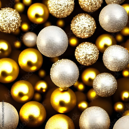 Silver and Golden Decorative 3D Balls Abstract Background