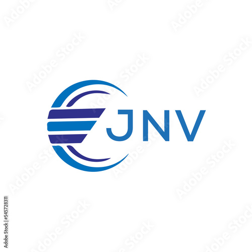 JNV letter logo. JNV blue image on white background. JNV vector logo design for entrepreneur and business. JNV best icon.	
 photo