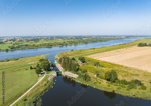 Gdańska Głowa floodgate connecting the Vistula river and Szkarpawa river